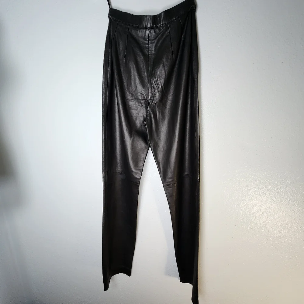 Dana Buchman Lamb Skin Leather Black Pants Size 2 - Picture 4 of 16